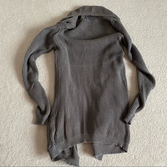 Grey/Olive Draped Cardigan - Picture 5 of 8